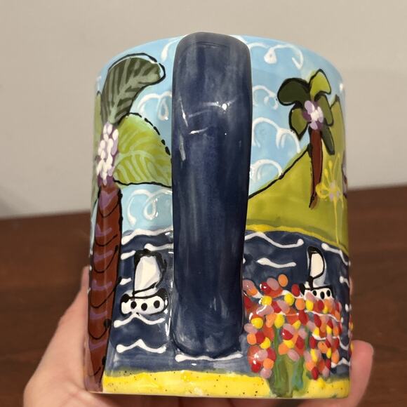 Michelle Elliot Hand Painted Art Wild Orchid Designs Saint Lucia Coffee mug Cup - Picture 12 of 12